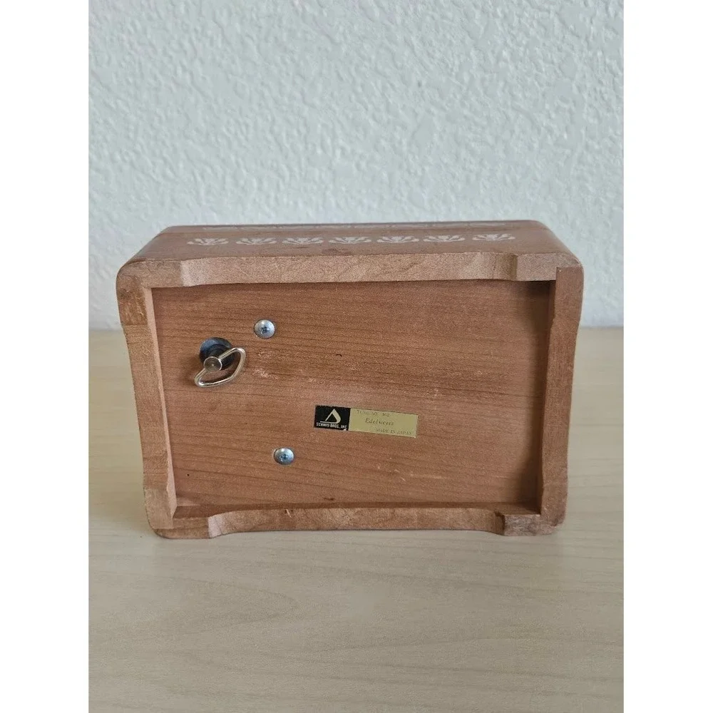 Music Wood Jewelry Box Vintage Schmid Bros 3D Bavarian Picnic Scene Edelweiss